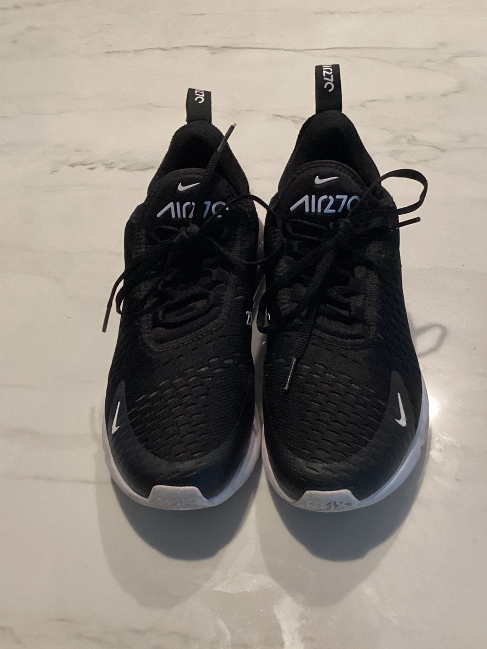 Nike Air Max 270 Womens Black with White Accents Sneakers